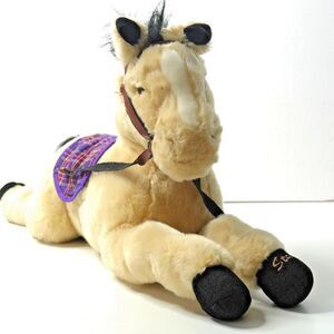 Saddle Club Large Realistic Horse Plush 28" Light Brown Tan‎ Black Starlight VTG